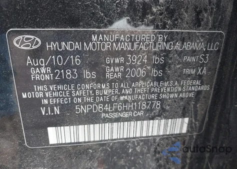 2017 Hyundai Elantra Se/Value/Limited from USA, damaged, VIN 5NPD84LF6HH118778